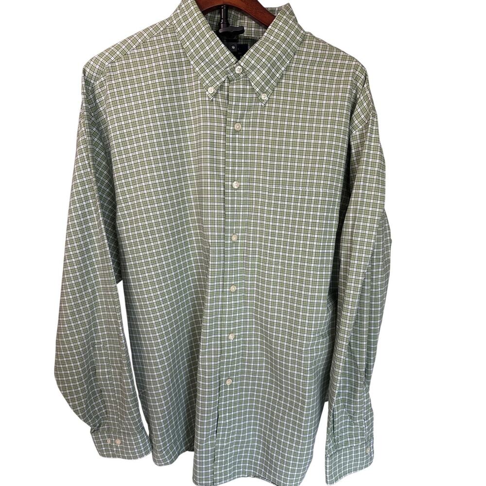 Brooks Brothers 346 Men’s XL Check Dress Shirt 100% Cotton Long Sleeve Green